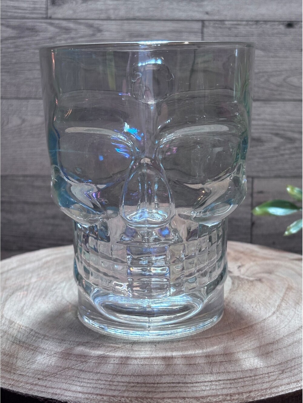 Clear Glass Skull Mug with Bone Shaped Handle Lustre